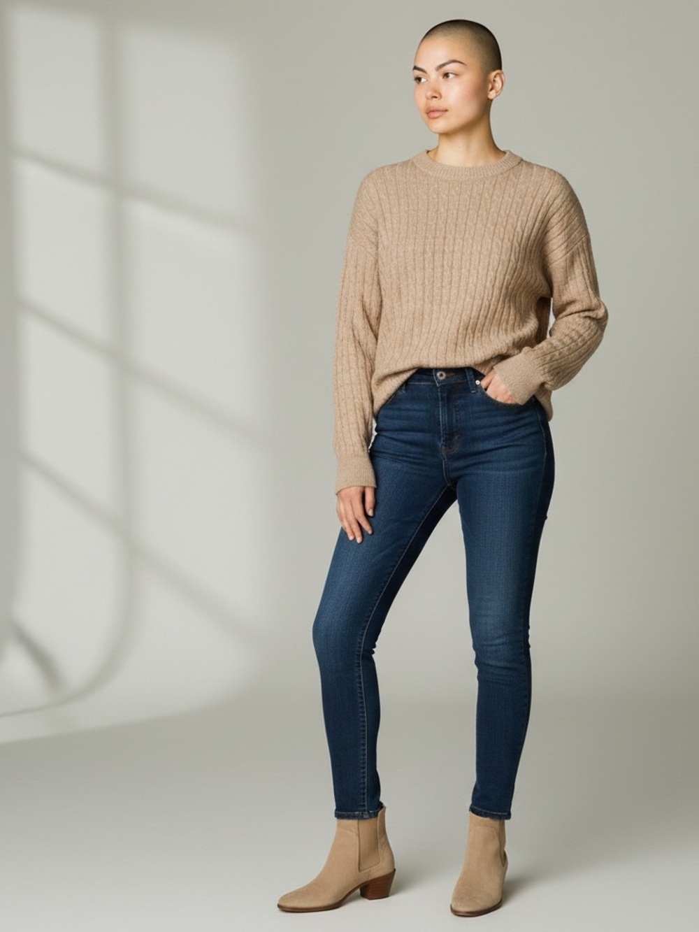 PACT knit sweater 100% organic cotton perfect neutral quiet luxury women’s med